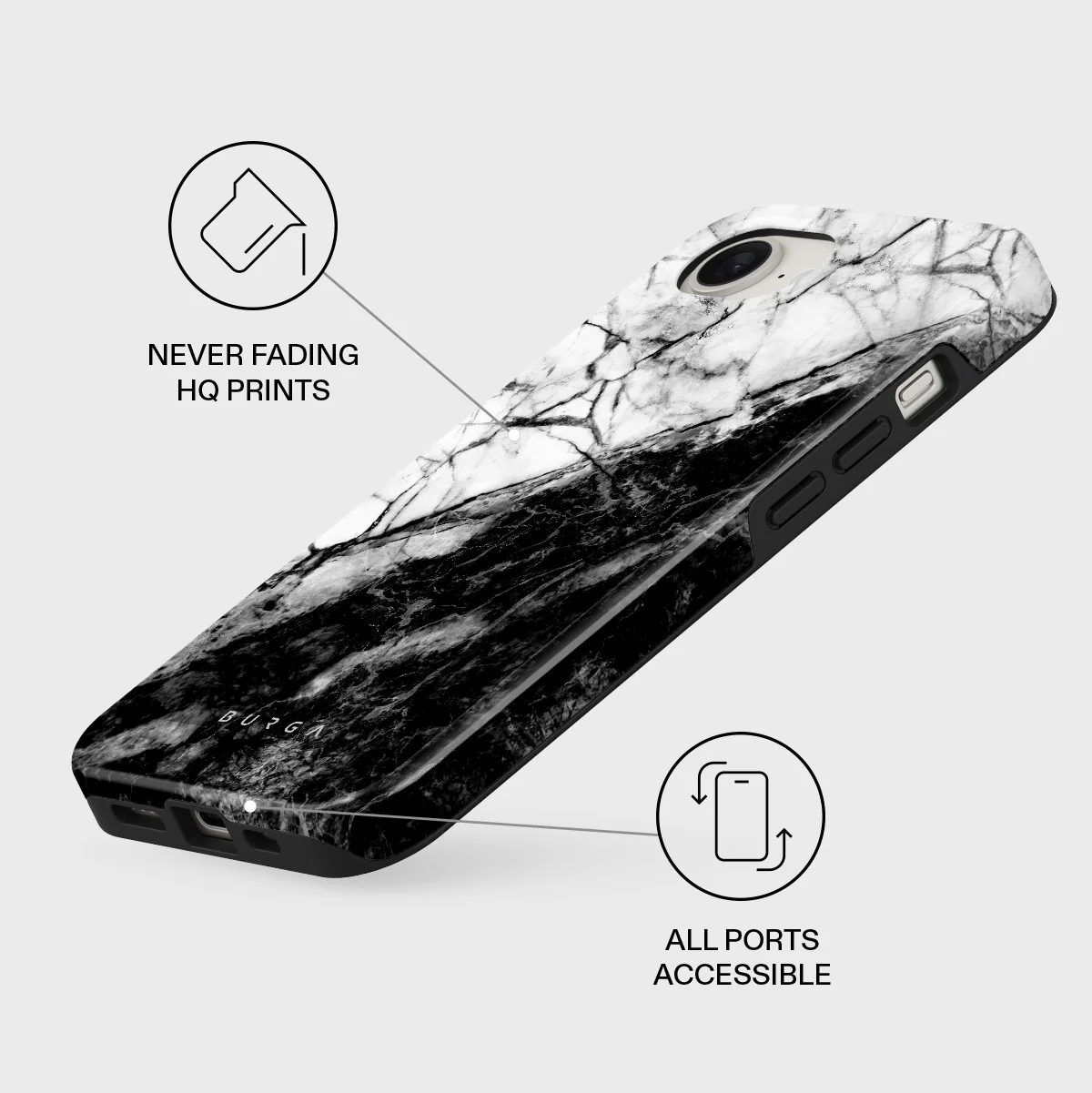 Fatal Contradiction - Black & White Marble iPhone 17e Case - Image 3