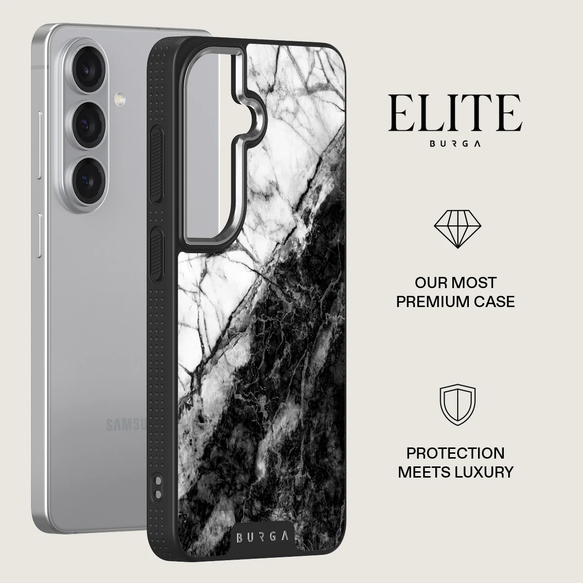 Fatal Contradiction - Black & White Marble Samsung Galaxy S26 Case - Image 20